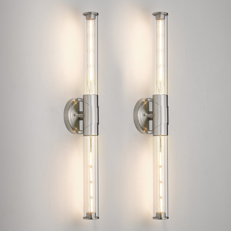Ensemble de 2 appliques murales de salle de bain 2 lumières pour salle de bain à 2 lumières (ensemble de 2), Nickel brossé