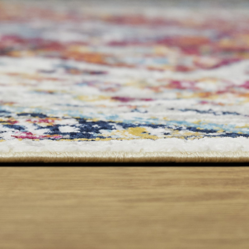 Tapis oriental gris / bleu / rouge Walti, Rectangle 7 pi 10 po x 9 pi 10 po