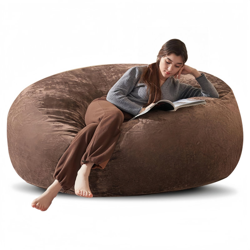 Bean Bag Chair, Memory Foam Filled, Large Beanbag Chairs For Adults And Teens, Soft Sofa With Removable Flannel Cover, Round Couch For Living Room Bedroom College Dorm