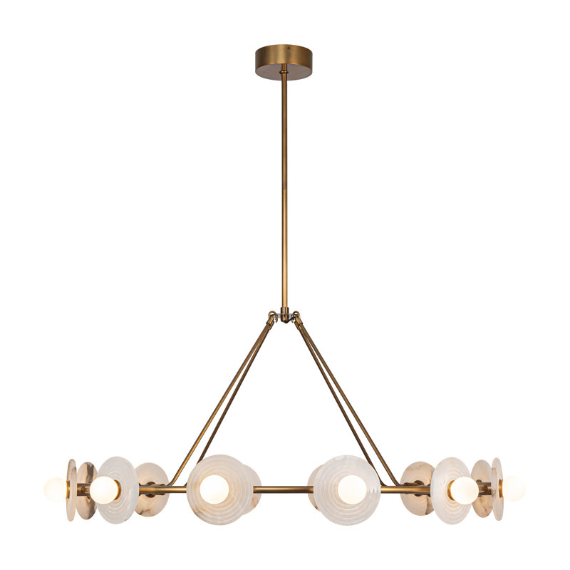 Dahlia 12 - Light LED Chandelier, Vintage Brass