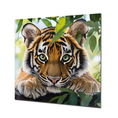 Tigers Portrait - Tiger Animal Metal Decor, Modern Metal Print