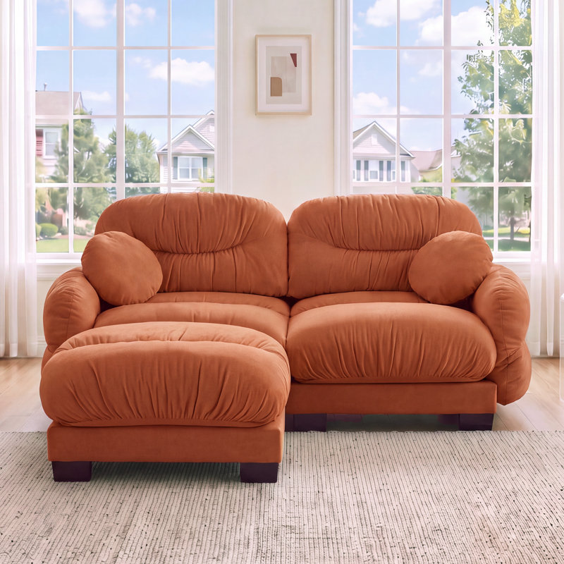 Upholstered 81.8'' Sectional, Orange Chenille