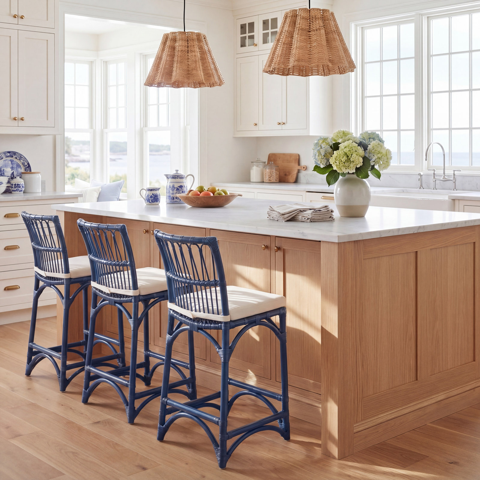 Claretta Barstool with Cushion, Navy Blue