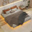 Lit flottant avec lumières DEL en dessous, lit plateforme moderne à profil bas avec lumières DEL-21312811-21312804
