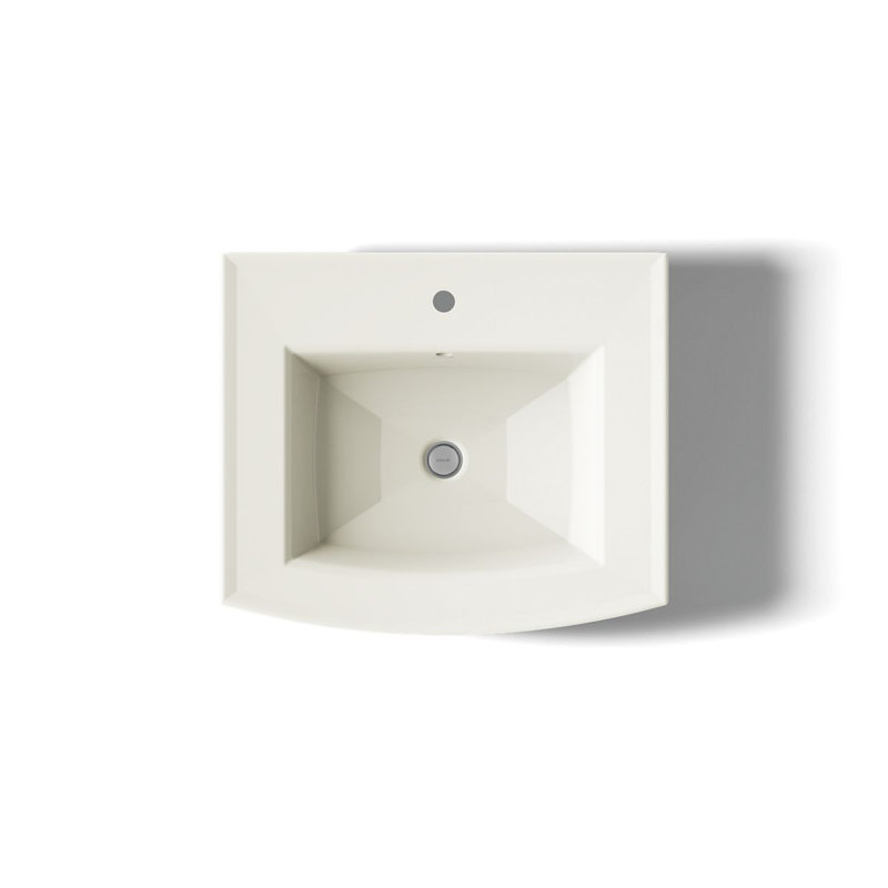 Archer® Vitreous China Rectangular Pedestal Bathroom Sink with Overflow, Ice Gray, 4'' Centers