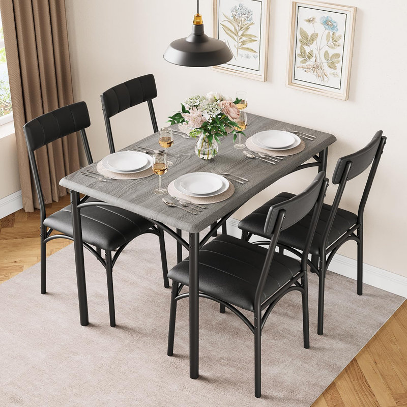 Anayshia Four Leg Dining Set, Gray