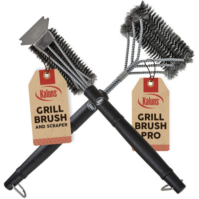 Brosse de nettoyage antiadhésive en acier inoxydable de qualité supérieure avec poignée ergonomique, brosse résistante à la rouille et lavable au lave-vaisselle pour les casseroles, les poêles, le barbecue et le nettoyage de cuisine
