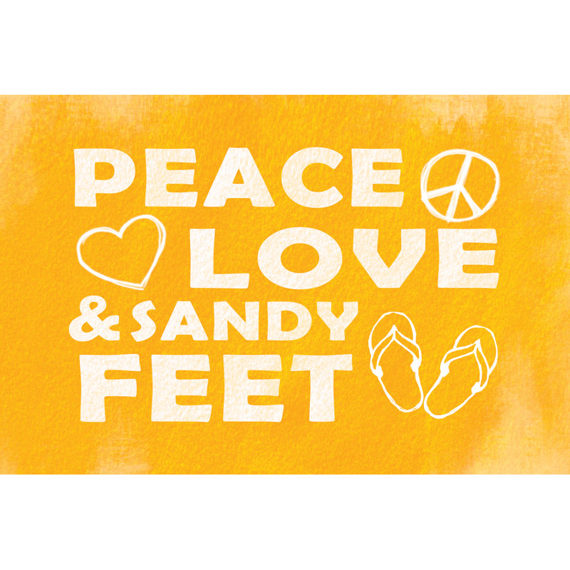 Peace Love Flipflops - Wrapped Canvas Print, 30cm H x 46cm W x 3.8cm D