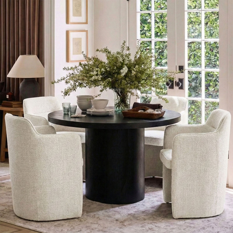 Fauteuil de salle à manger rembourré d'une hauteur de 18,5 po, Beige
