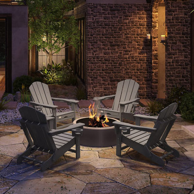 Foldable Outdoor Adirondack Chair With Ottoman