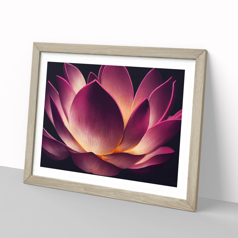 Awe Inspiring Lotus Flower - Single Picture Frame Print, 46cm H x 64cm W x 2cm D, Oak Framed