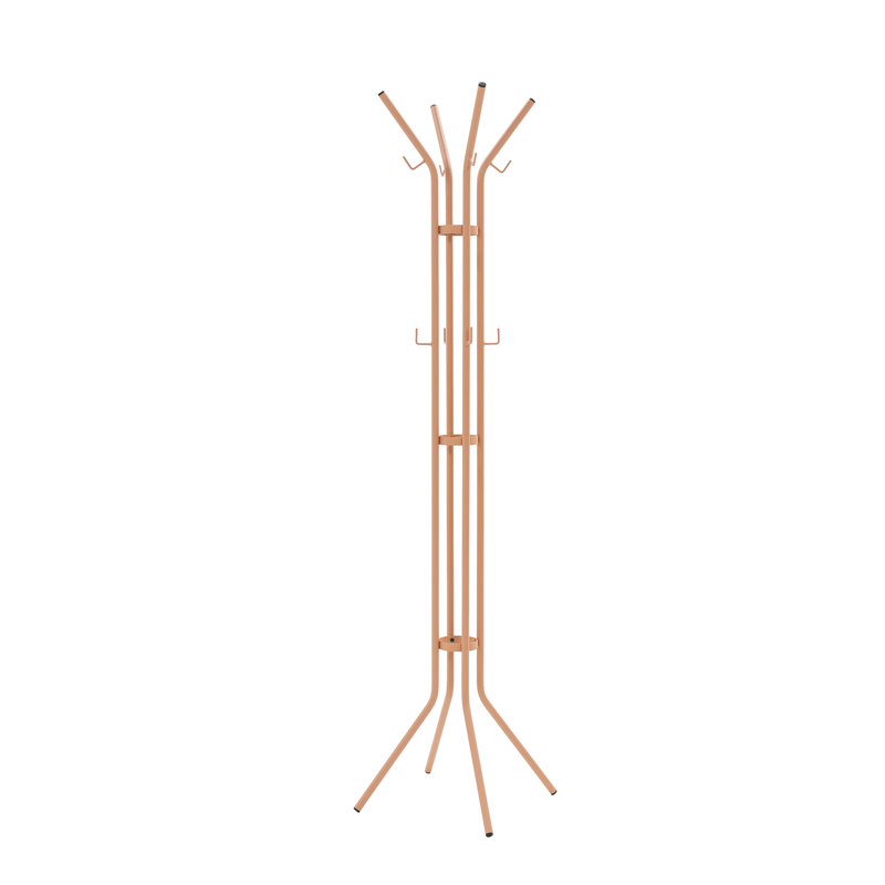 Jessy Steel Freestanding 12 - Hook Coat Rack, Pink Orange