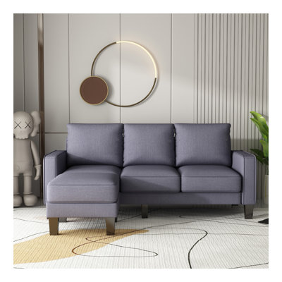 Modern Living Room Furniture L Shape Sofa with Ottoman in Fabric