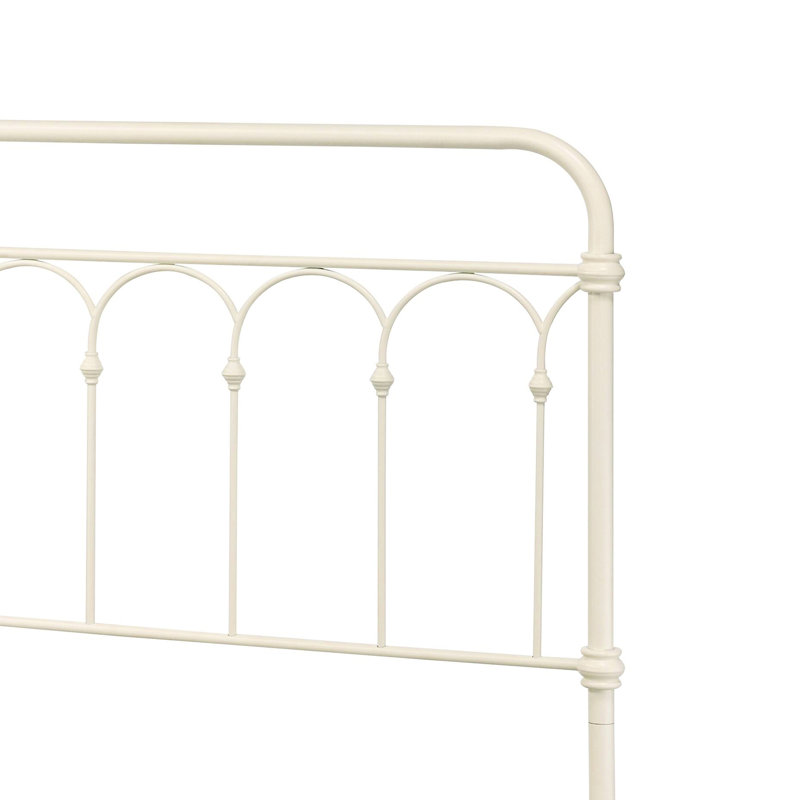 Lit double blanc, structure en métal avec tête de lit élégante avec cadre élégant et beauté classique