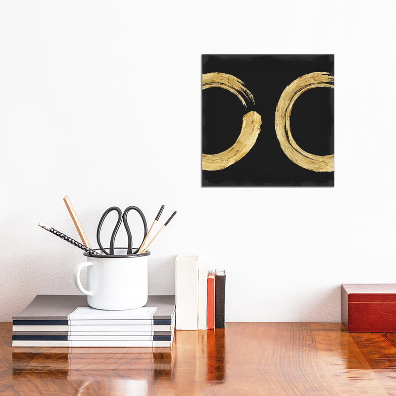 Gold Zen Circle On Black II by Ellie Roberts - Wrapped Canvas Gallery-Wrapped Canvas Giclée, 30.48 cm H x 30.48 cm W