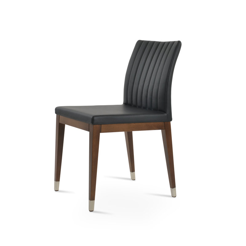 Chaise d'appoint en bois avec anneau chromé Zeyno, Noir