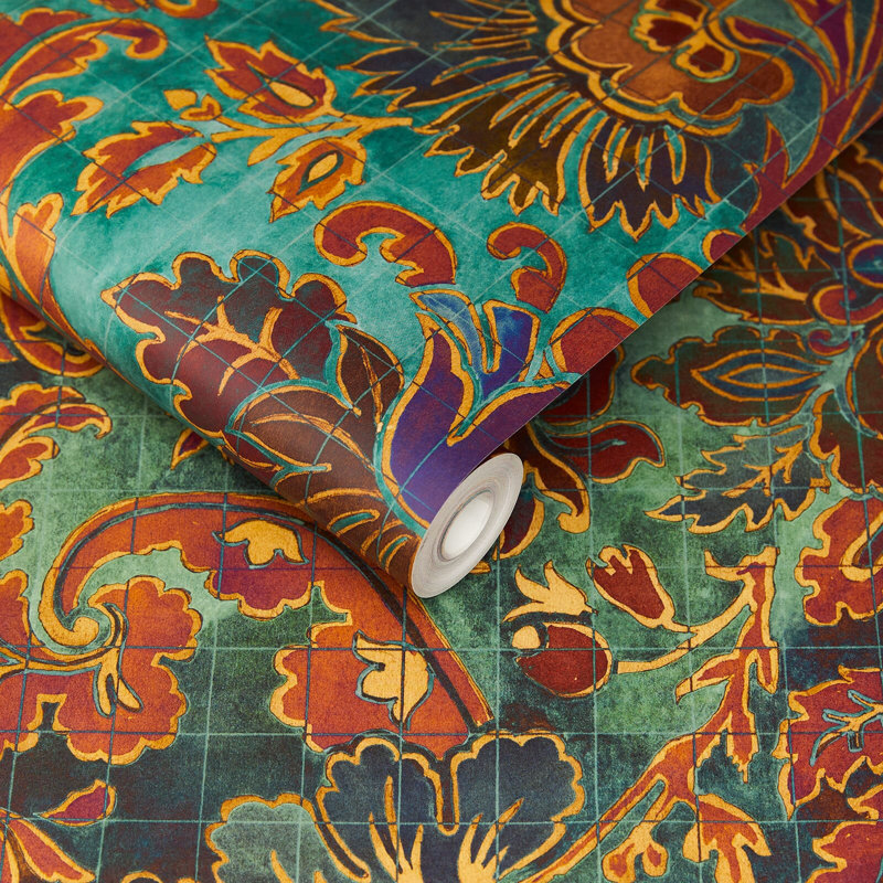 Andastra Wallpaper in Amazonite/Red/Orange/Yellow