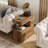 25.59" C-Shaped End Table with 2-Tier Storage, Rustic Brown Sofa Side Table