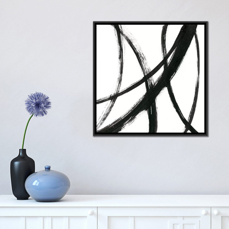 «Linear Expression II», reproduction sur toile, H 18 po x l 18 po x P 1,5 po, Toile avec cadre noir, Pas de tapis