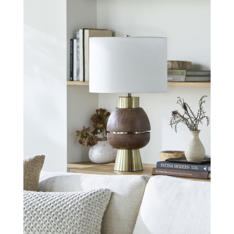 Lampe de table Kelemen, Brun / or
