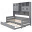 Lit de jour simple en bois avec lit gigogne simple, armoire et tablette tout-en-un