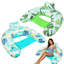 2 Pack Inflatable Pool Lounge Chairs with Built-in Cup Holders, Floating Pool Float Chairs in Green & Blue, Relaxing Water Loungers for Swimming Pool Beach Lake Summer Holiday