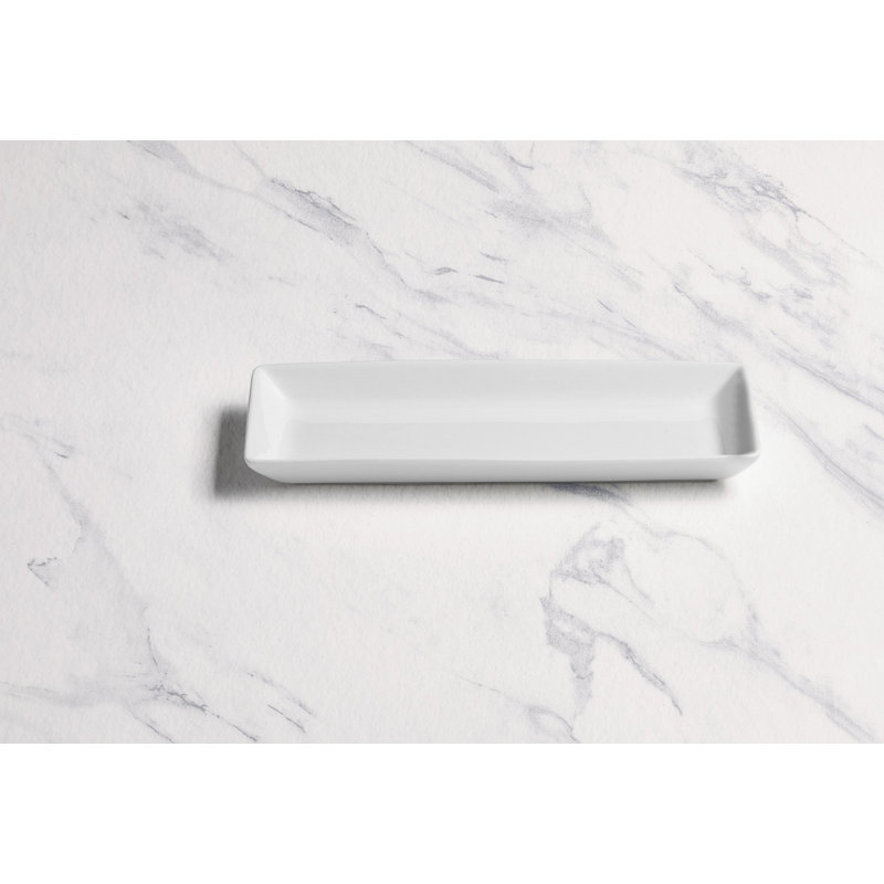 PANORAMA Premium Porcelain Panorama Rectangle Plate, Ivory, 6x3" | Microwave & Dishwasher Safe