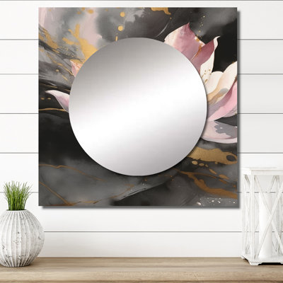 Dennise - Miroir floral carré décoratif mural pour chambre à coucher
