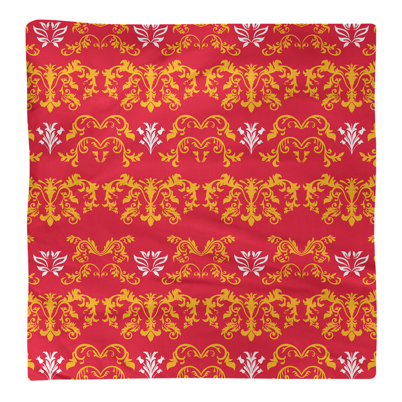 Damask Square Napkin, Gold/Red/White, Cotton, 10" W x 10" L