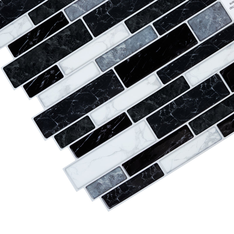 30cm x 30cm Wallpaper Tile, White/Black