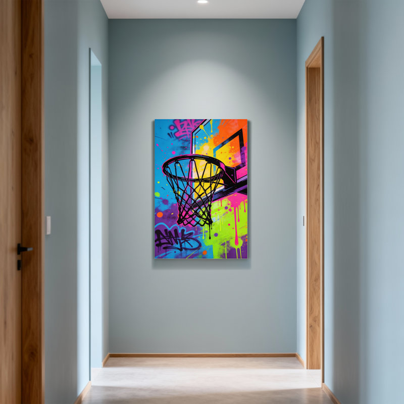Abstrait, impression de graffiti coloré, panier de basketball