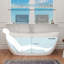 Baignoire autoportante de 63 po à surface solide, baignoire profonde double avec bonde escamotable et trop-plein, certification CUPC, conception luxueuse pour les salles de bain modernes