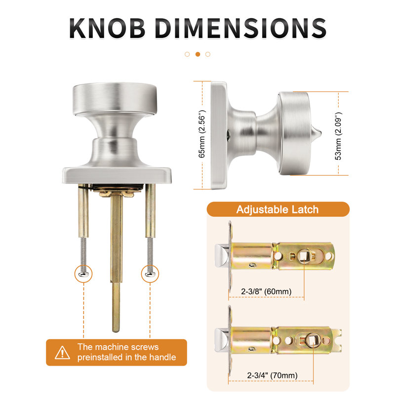 Probrico Square Panel Door Knob, Brushed Nickel, Privacy (Bed & Bath)