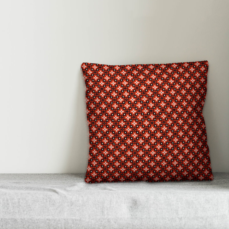 Floral Pillow Cover, 18" x 18", Red
