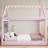 Full Size Upholstered House Daybed with LED Lights & Touch Switch – Playful Kids Bed-2125778928