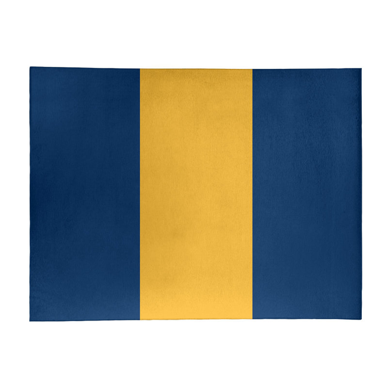 Tapis à rayures bleu marine/doré, Rectangle 5 pi x 7 pi