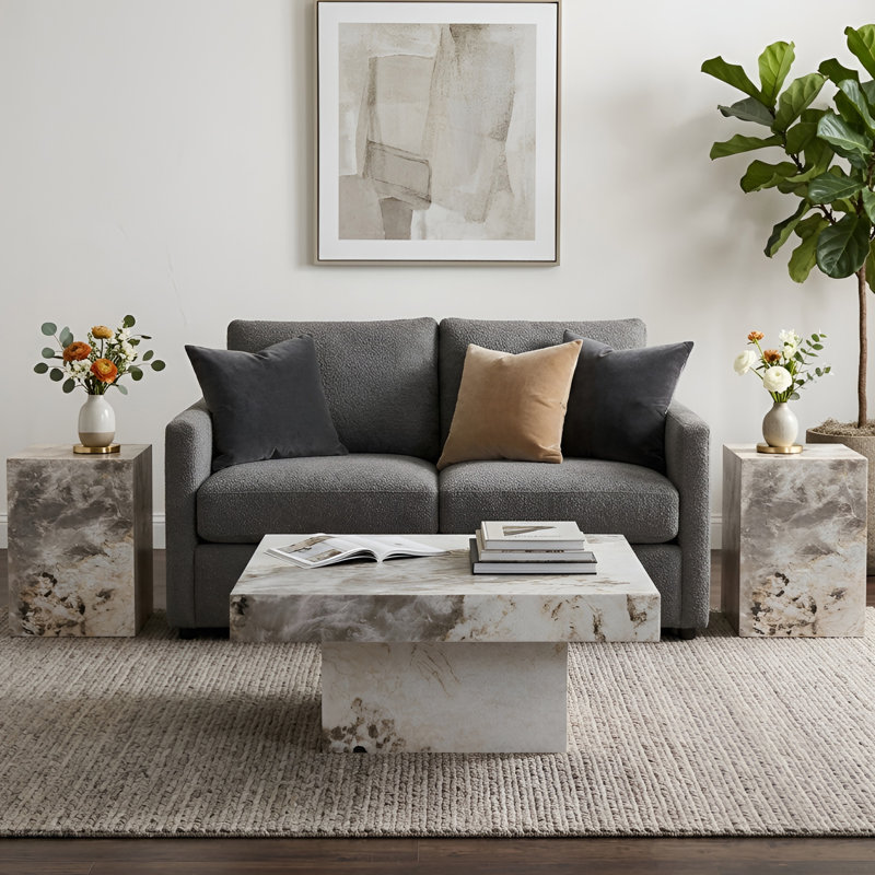 3-Piece Coffee Table Set Coffee Table And Two End Tables, Beige