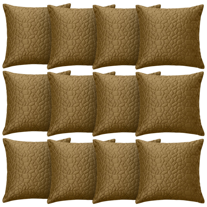 Aspire Homeware Geometric Square Velvet Cushion Covers, Pack of 12, Rust