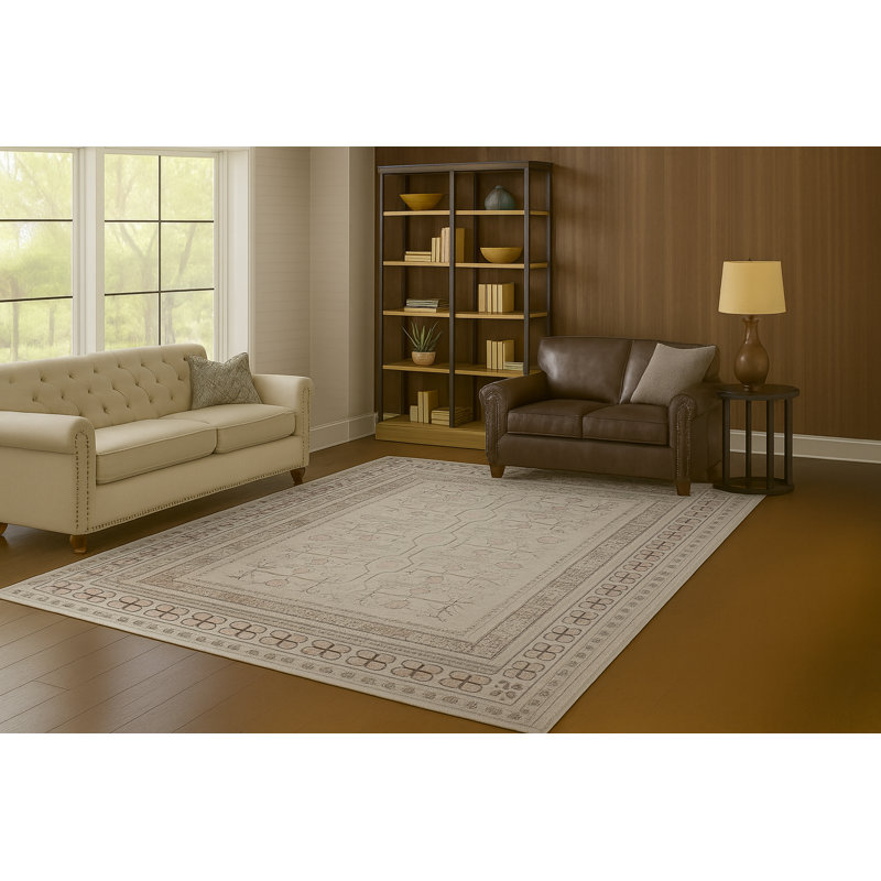 Crafters & Weavers Ushak Collection Area Rug Ultra Soft Washable Rug, Non Slip, Indoor, Stain Resistant Rugs for Living Room Bedroom Vintage Home Decor (9' x 12')