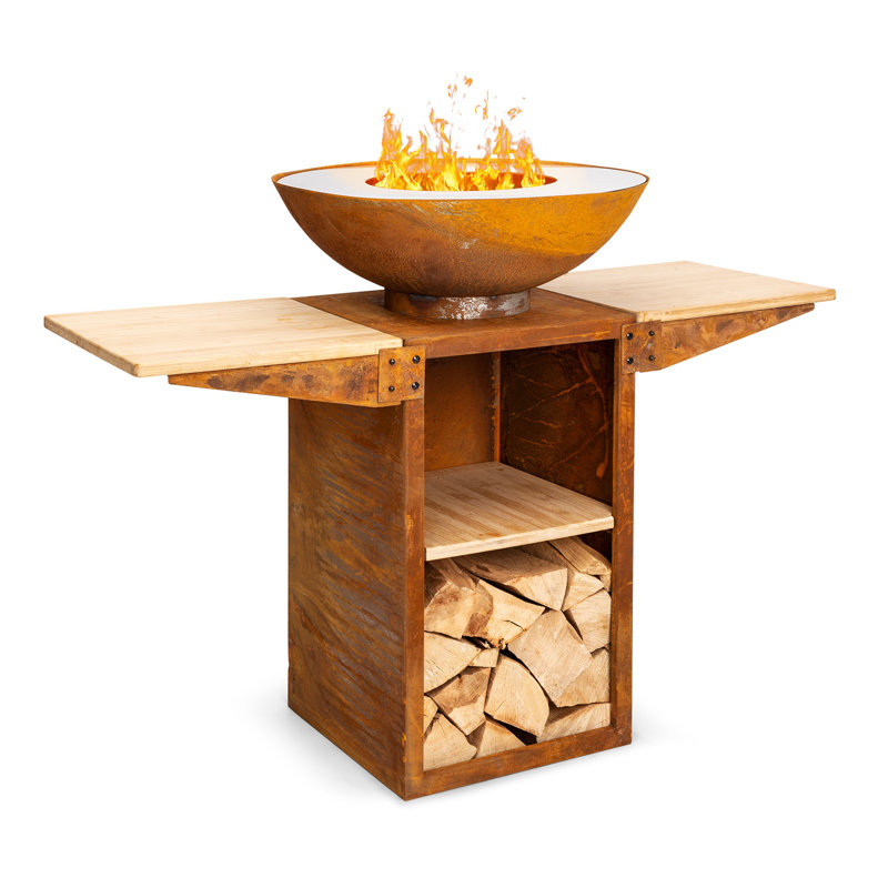 Rectangle Steel Smokeless Fire Pit, Brown