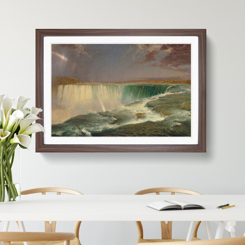Niagara Falls Vol.1 by Frederic Edwin Church - Picture Frame Painting, 36cm H x 48cm W x 2cm D, Walnut Framed