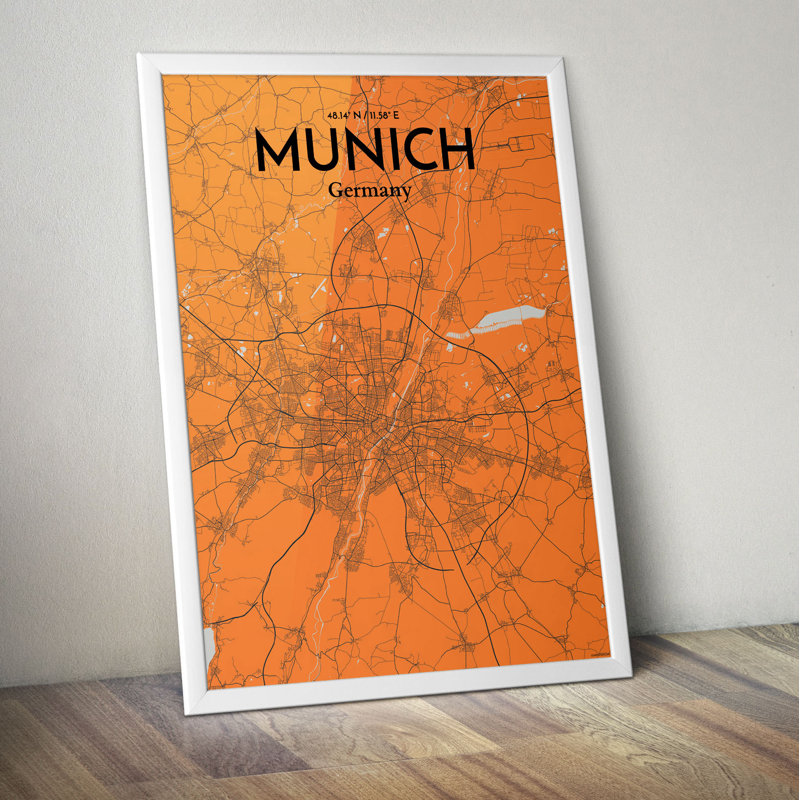 Munich City Map - No Frame Print, 43.2cm H x 27.9cm W x 0.13cm D