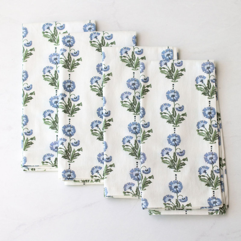 Amalthea Blue Handcrafted Block Print Napkins - Set of 4