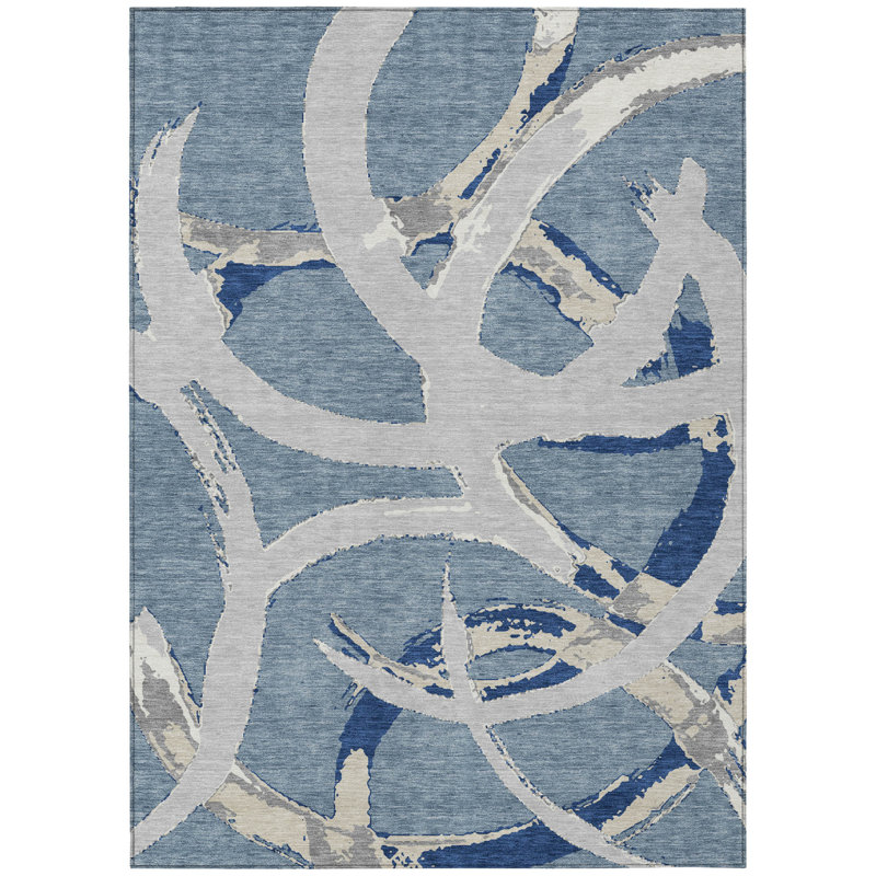 HomeRoots 3' X 5' Gray Abstract Washable Indoor Outdoor Area Rug