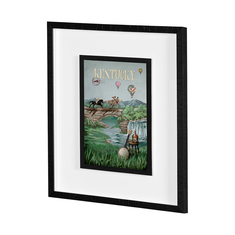 «Kentucky Go a», reproduction d'art encadrée sous verre, Cadre simple noir, Oui, H 25,5 po x l 21,5 po x P 1,5 po