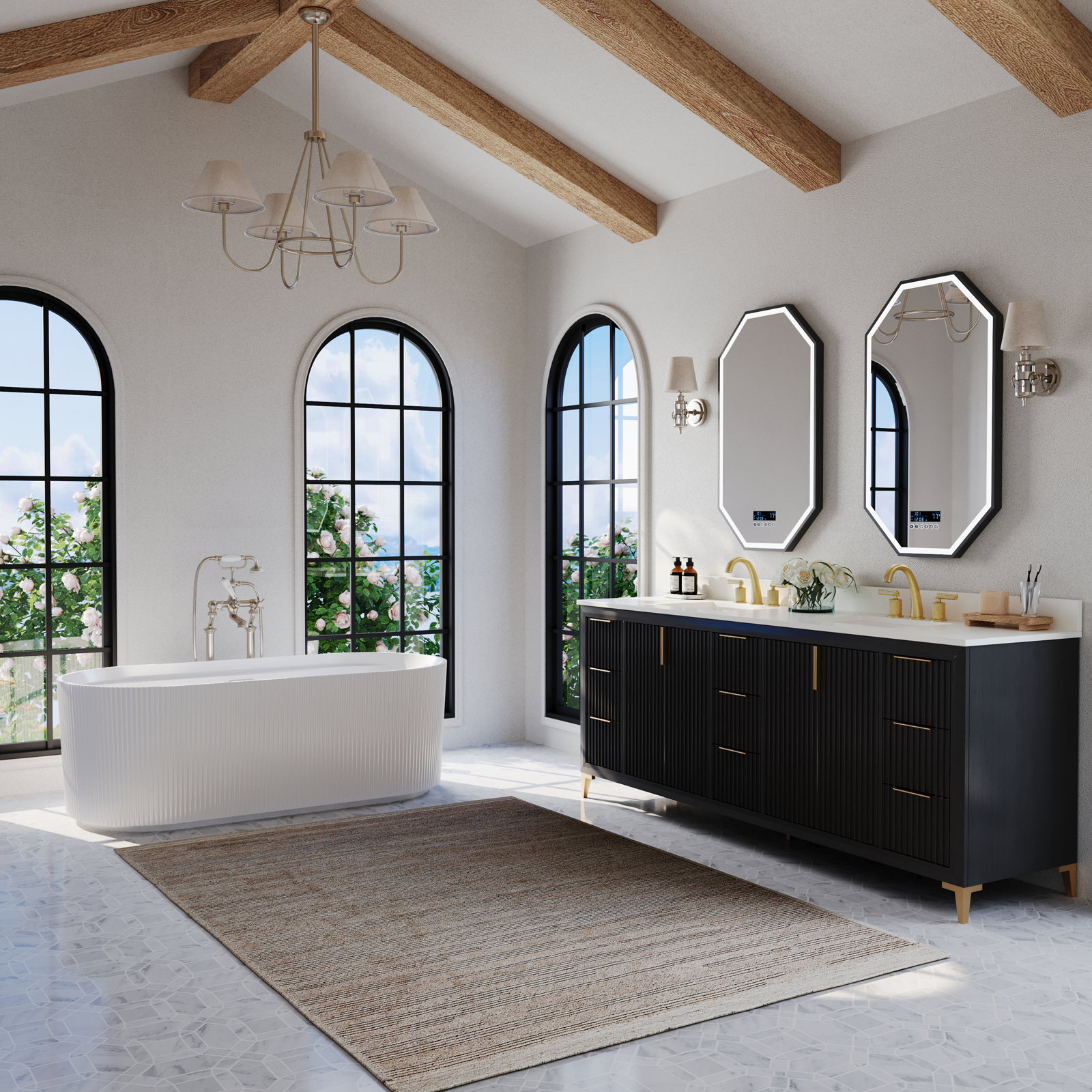 Turlington Oak Single Bathroom Vanity, Black Oak, 84"