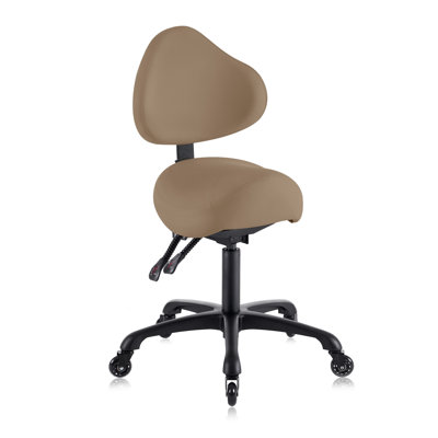 Latitude Run® Pneumatic Swivel Rolling Saddle Chair With Wheels And Ergonomic Back Support For Hair Stylist, Dental Hygienist, Hygienic Clinic, Spa, Massage, Home, Office - 510 Koa, Standard