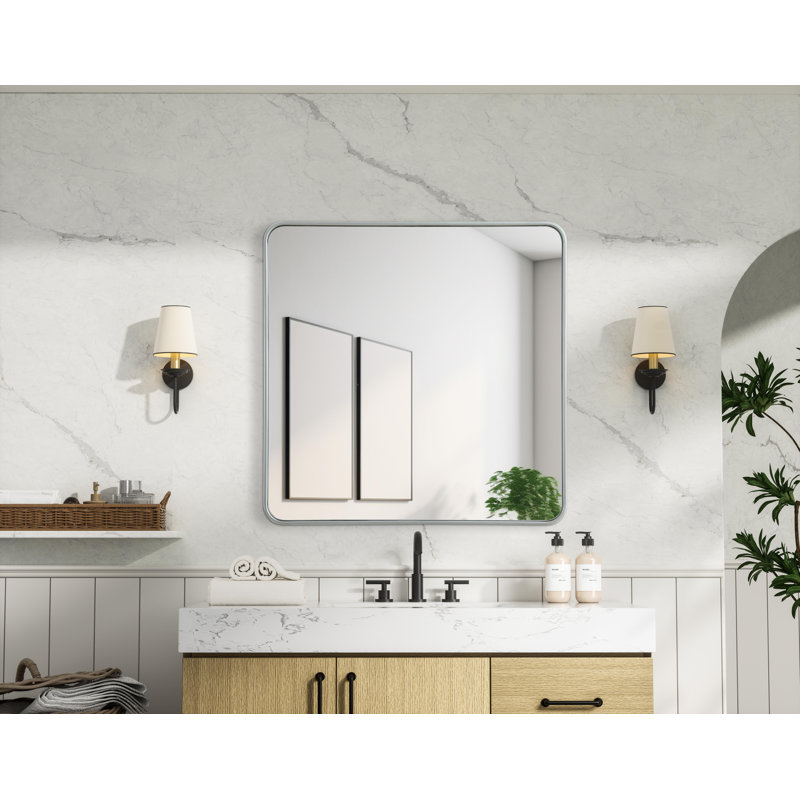 Erath Contour Metal Mirror, Silver, 36" x 36"