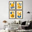 "Décoration murale abstraite bleue et jaune", 4 pièces-101520227-101520228
