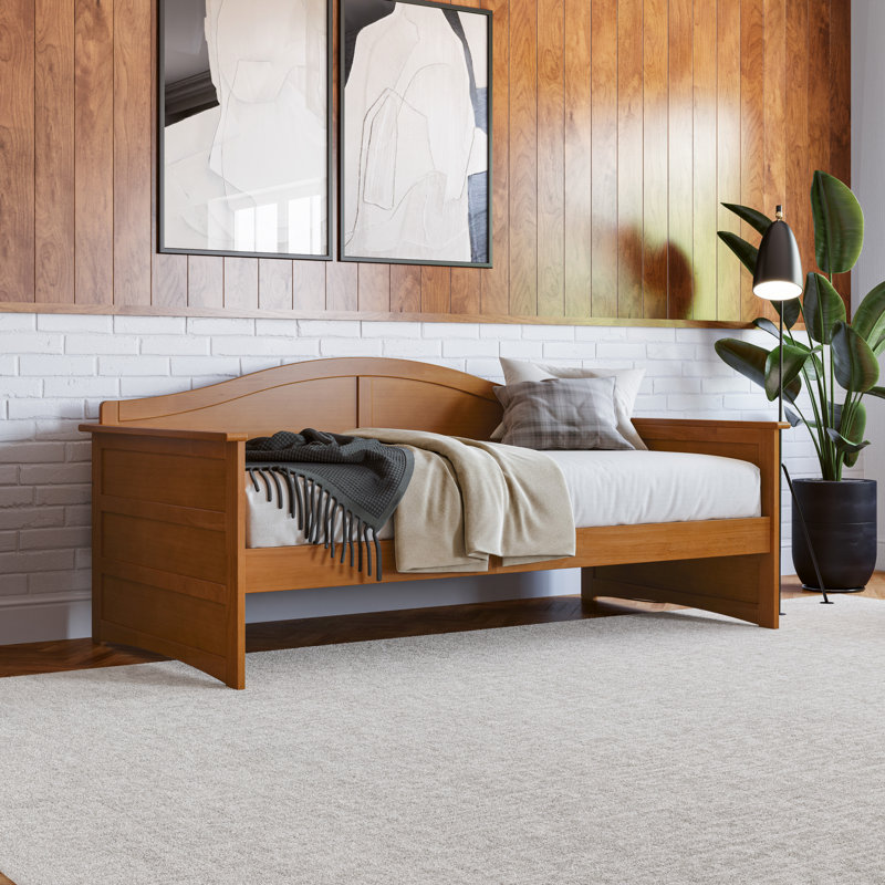 Amalya Modern Solid Wood Twin Daybed, Light Toffee